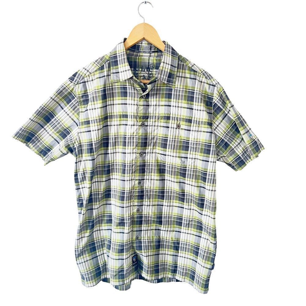 Kuhl Ionik UPF 30 Plaid Hiking Travel‎ Shirt Men’s Medium Green Outdoor Camp - Picture 2 of 10